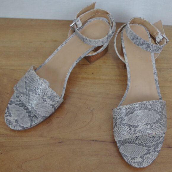 J Crew Heeled Snake Print Sandals Size 8.5 - Picture 1 of 8